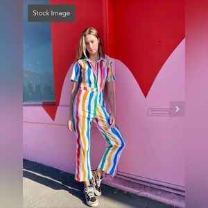 Nooworks Coveralls Salvation Stripe Medium short sleeve jumpsuit with zipper